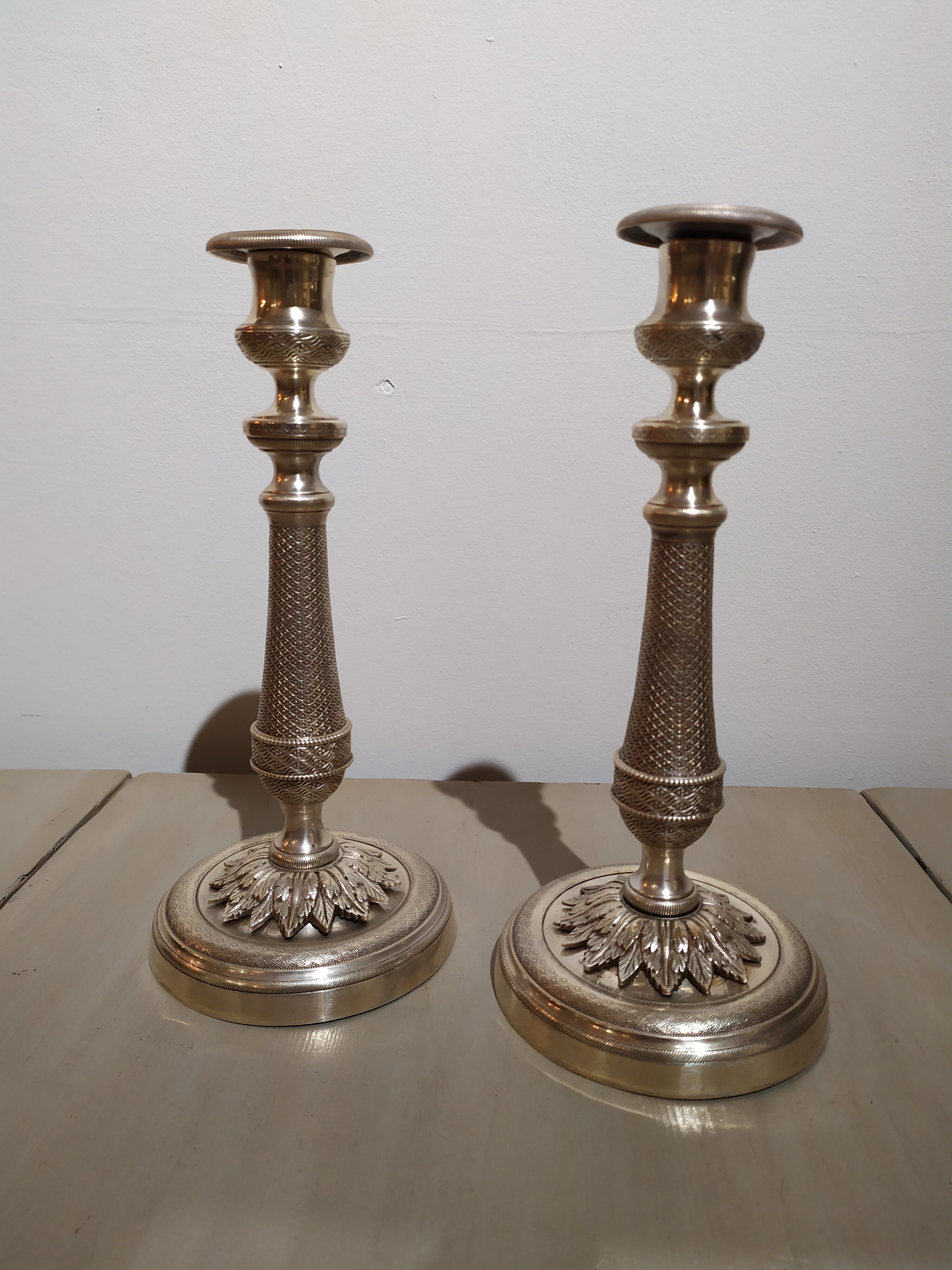 Pair of silver bronze torches