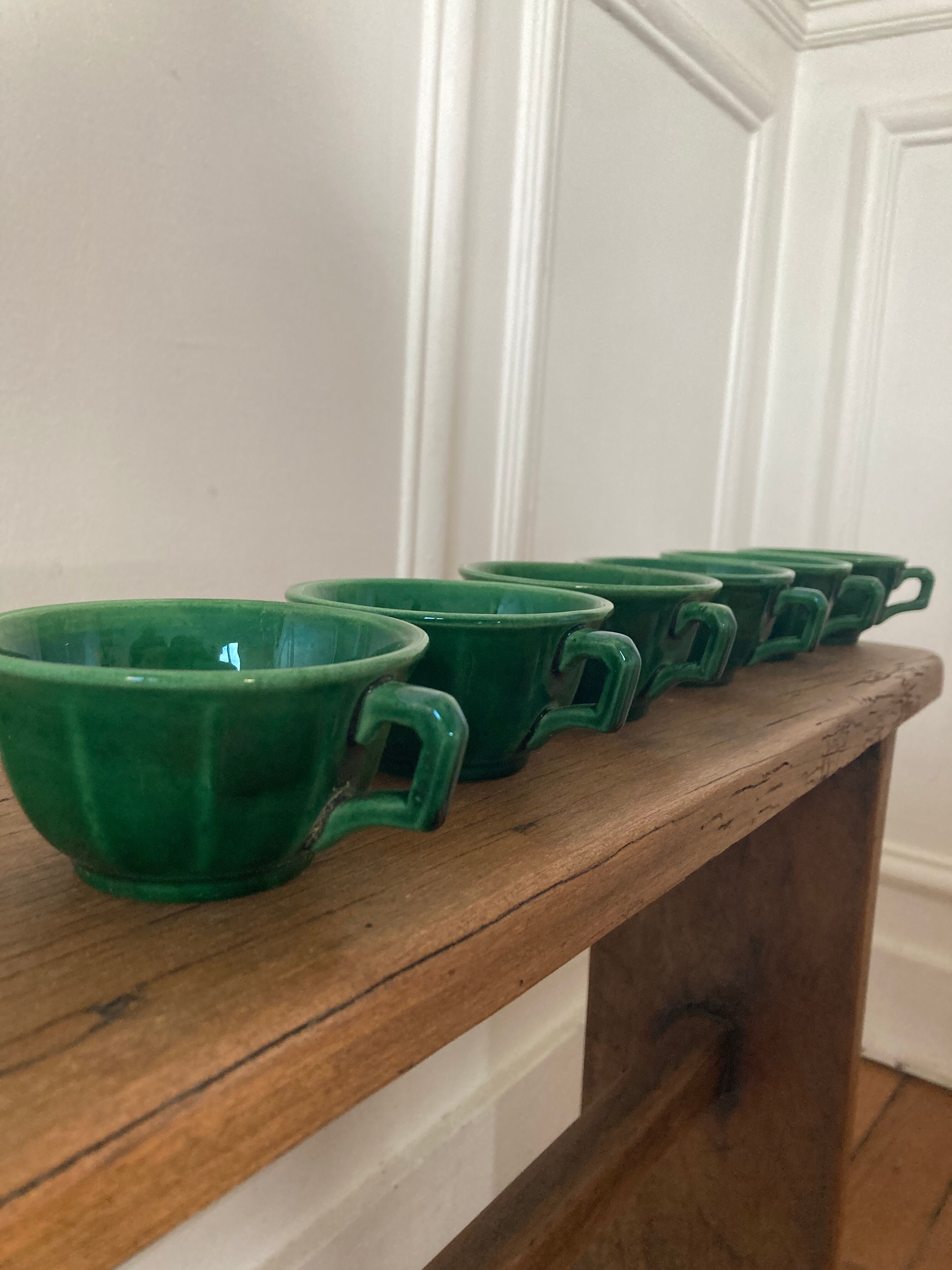 Set of 6 green cups