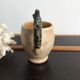Mug cup with laughing face in sandstone Sylvain Sttublet vintage ceramic 1950
