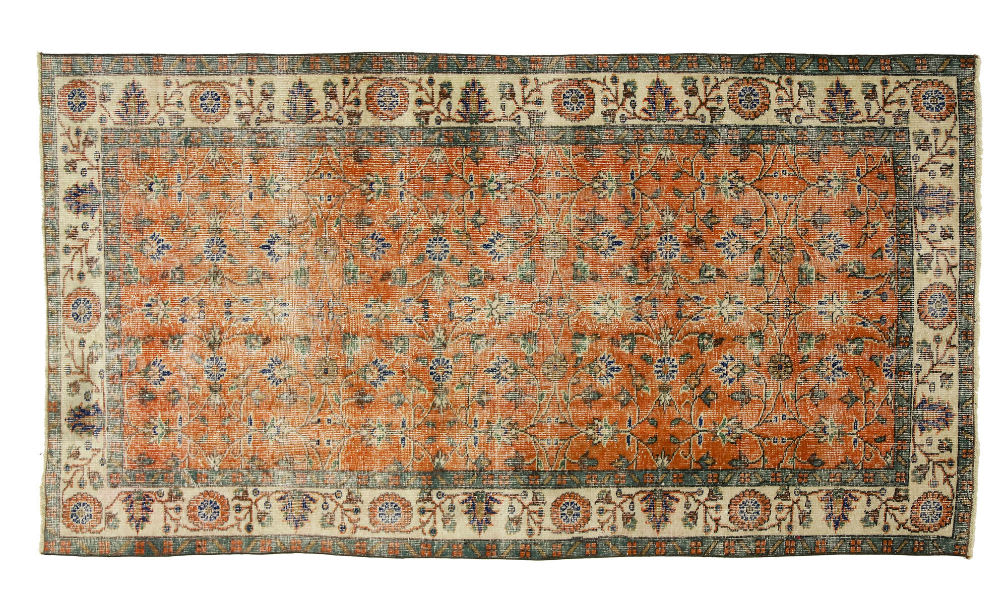 Anatolian handmade vintage rug 240 cm x 138 cm