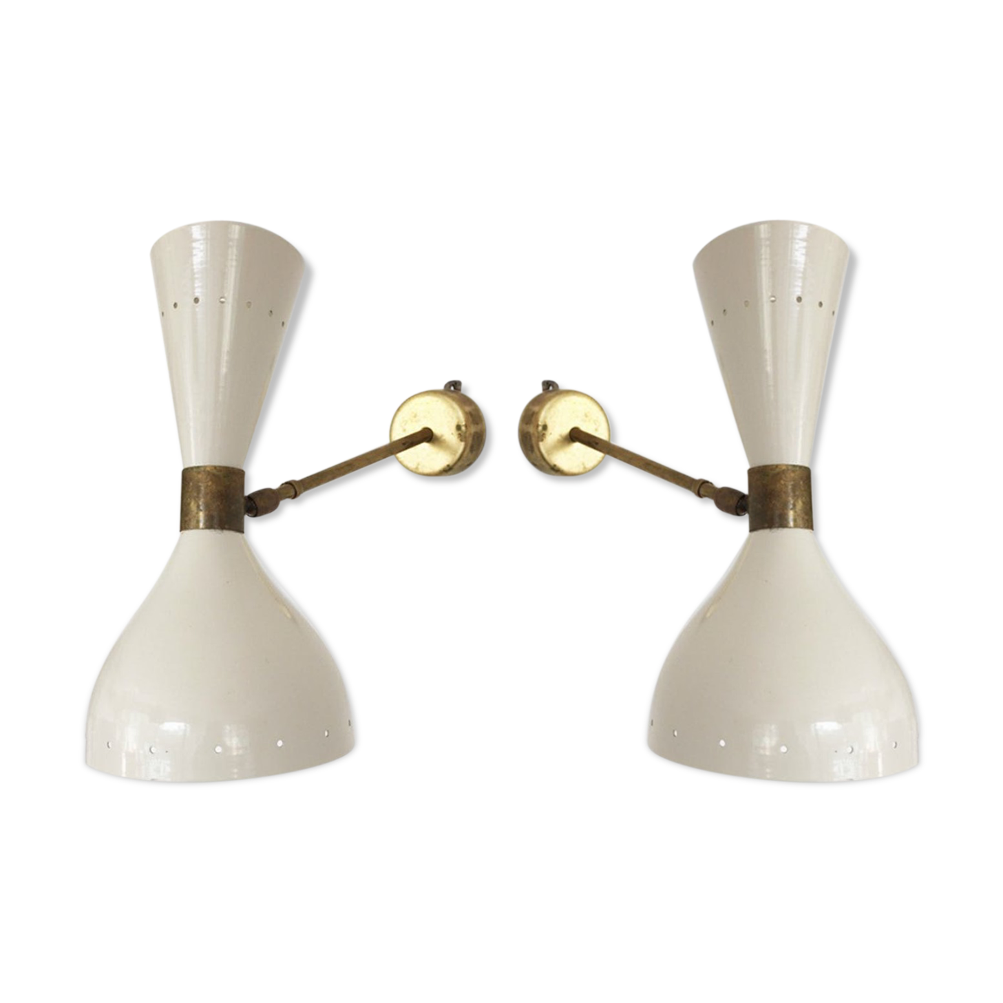 Pair of white wall sconces of the 50s