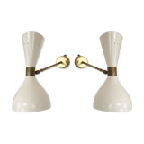 Pair of white wall sconces of the 50s