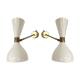 Pair of white wall sconces from the 1950s.