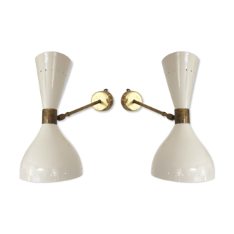Pair of white wall sconces of the 50s