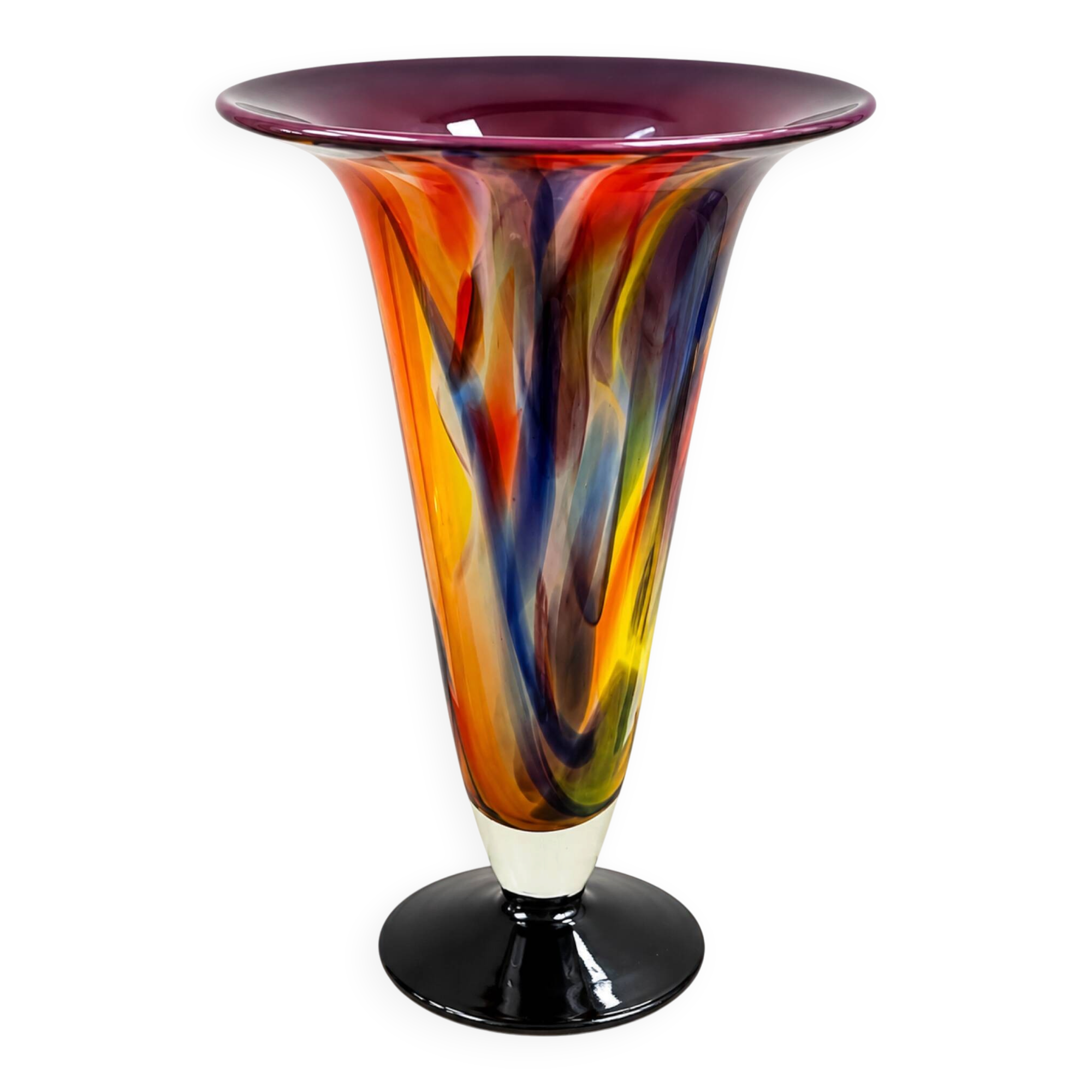 Multilayer blown glass cone vase 1960 - vintage retro Murano Schn