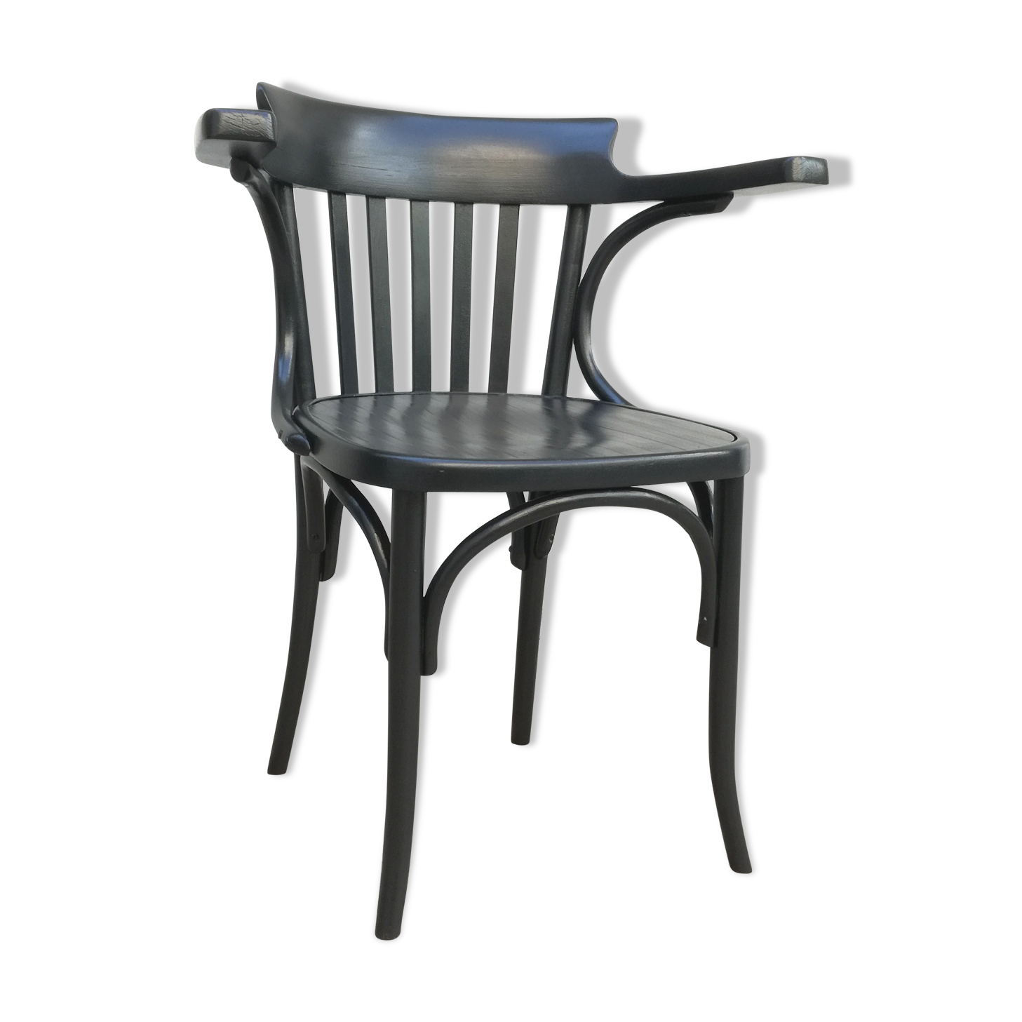 Chaise bistrot en bois avec accoudoirs  Selency