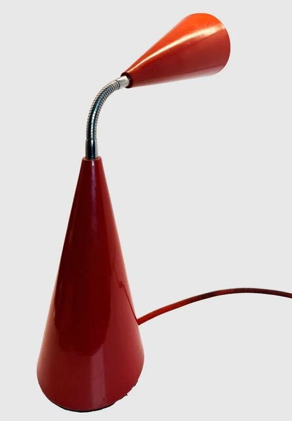 Lampe de table 80's style Max Bill, Egoluce, marron-rouge vintage