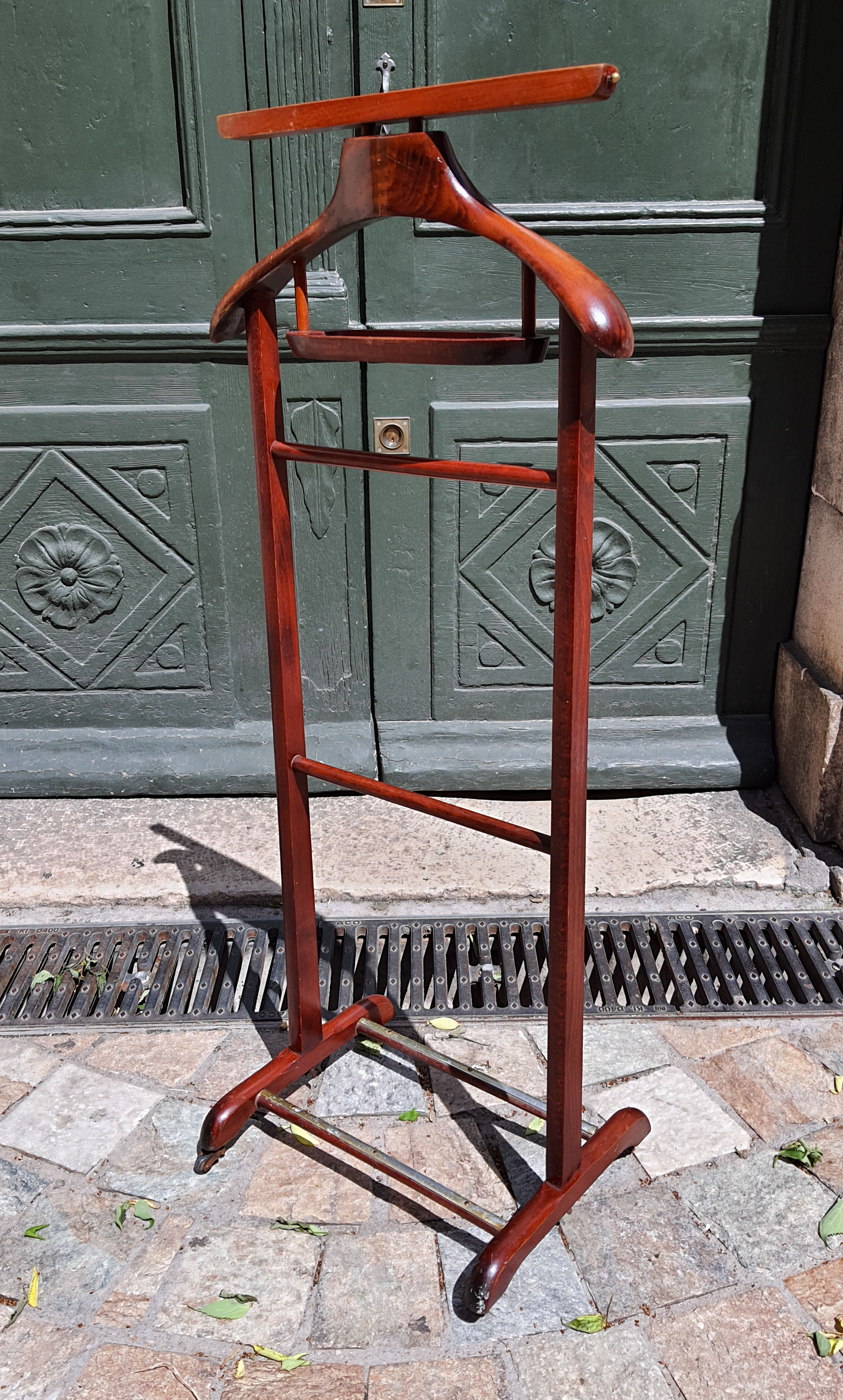 Wooden night valet and brass wheels