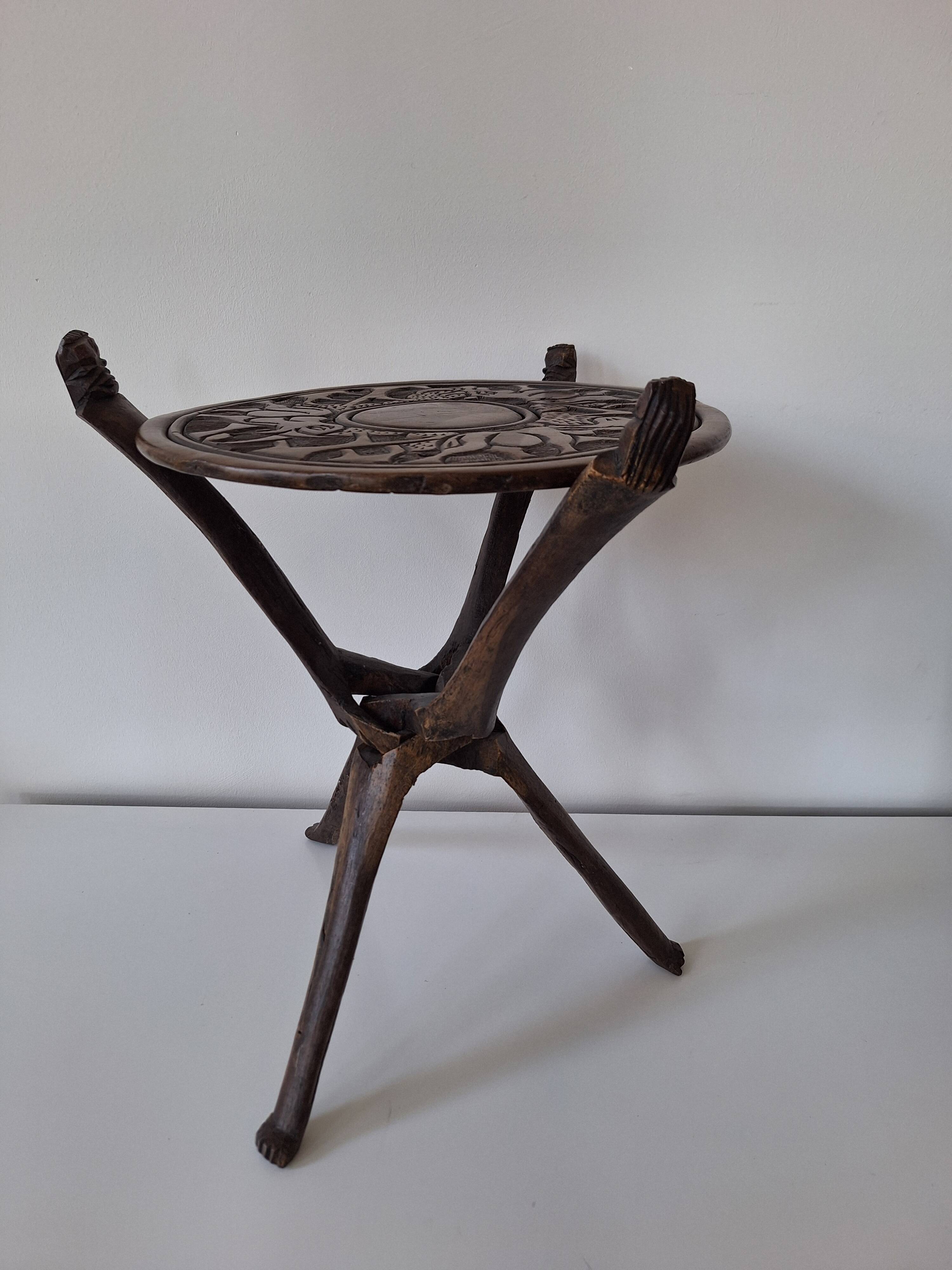 Wooden African Side Table