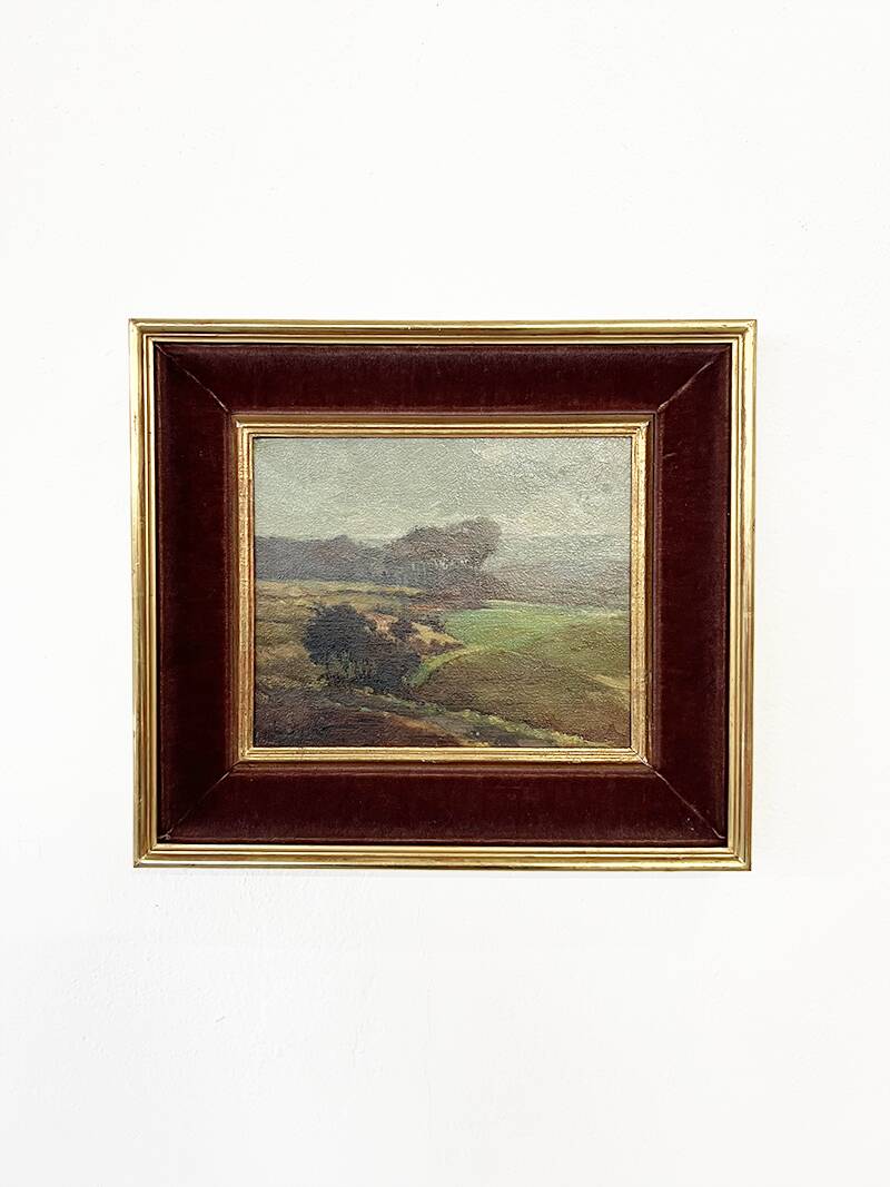 Painting “Countryside Landscape”, oil on hardboard, signed.