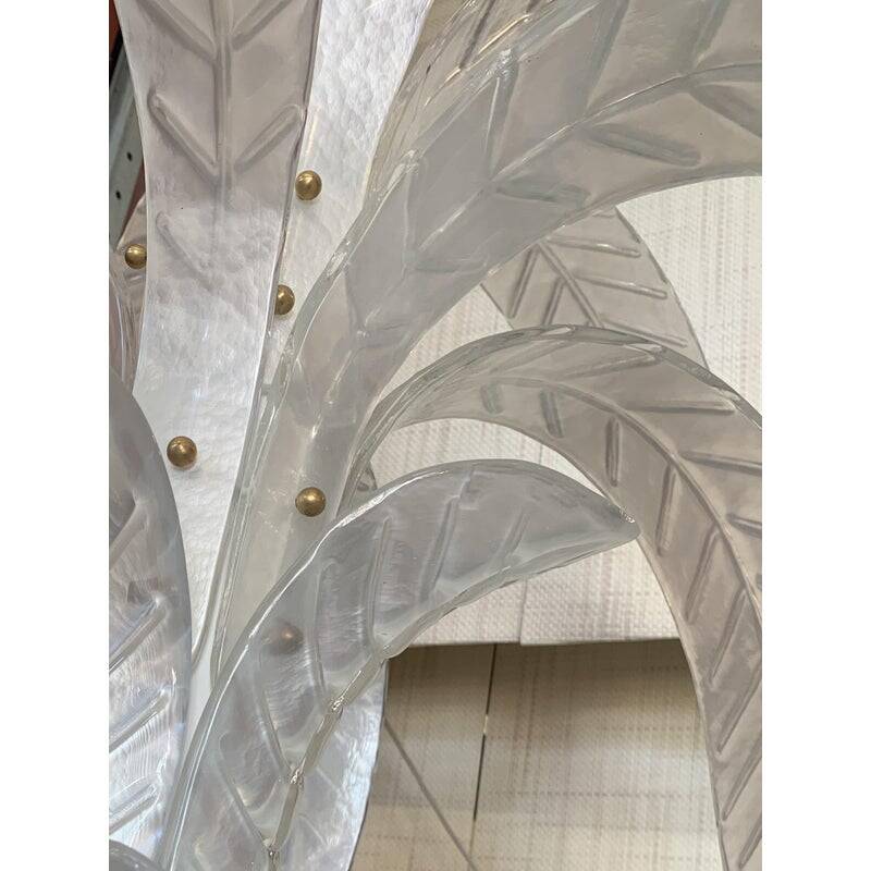 Vintage Opalino Palm Tree Murano Glass Floor Lamp in the Style of Napoleon Martinuzzi