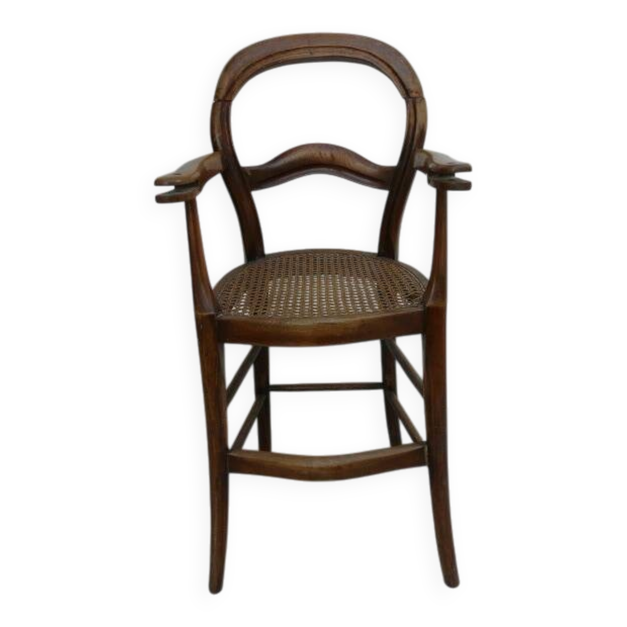 antique caned high chair for children