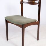 Ensemble de 12 chaises de salle à manger en palissandre et tissu vert