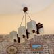 1960s Scandinavian suspension light in teak and perspex.