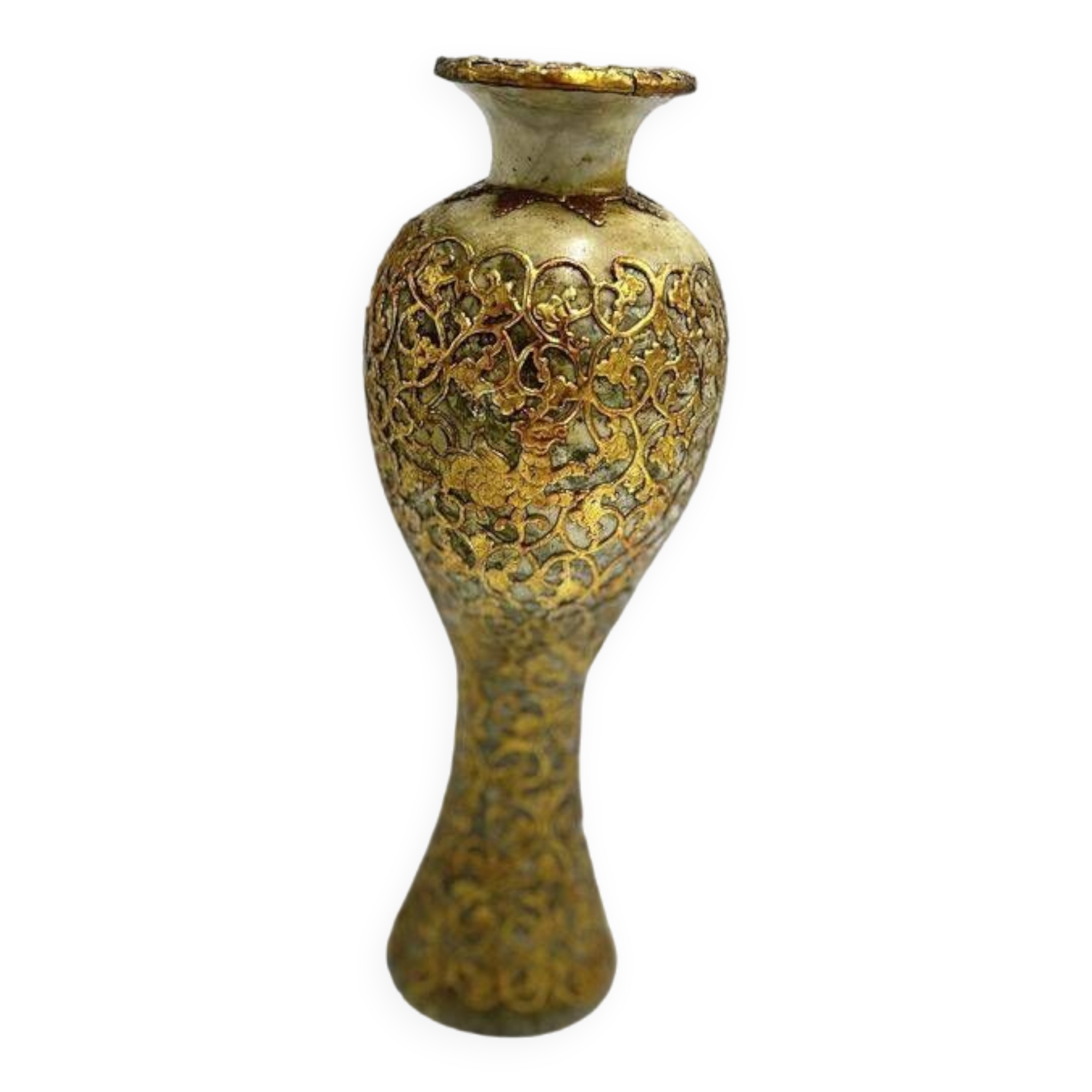 Ancient China baluster vase, jade and gold ornaments, Song