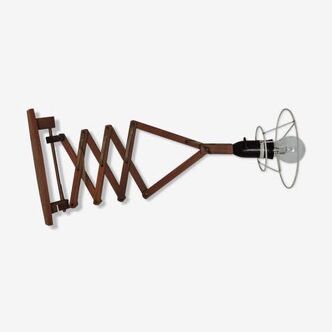 Vintage wooden wall scissor lamp from Le Klint, 1960s