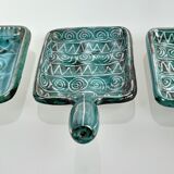 Set of 3 Robert Picault ceramic snail pans