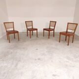 Series of 4 wood and strap chairs by Krasna Jizba Year 40