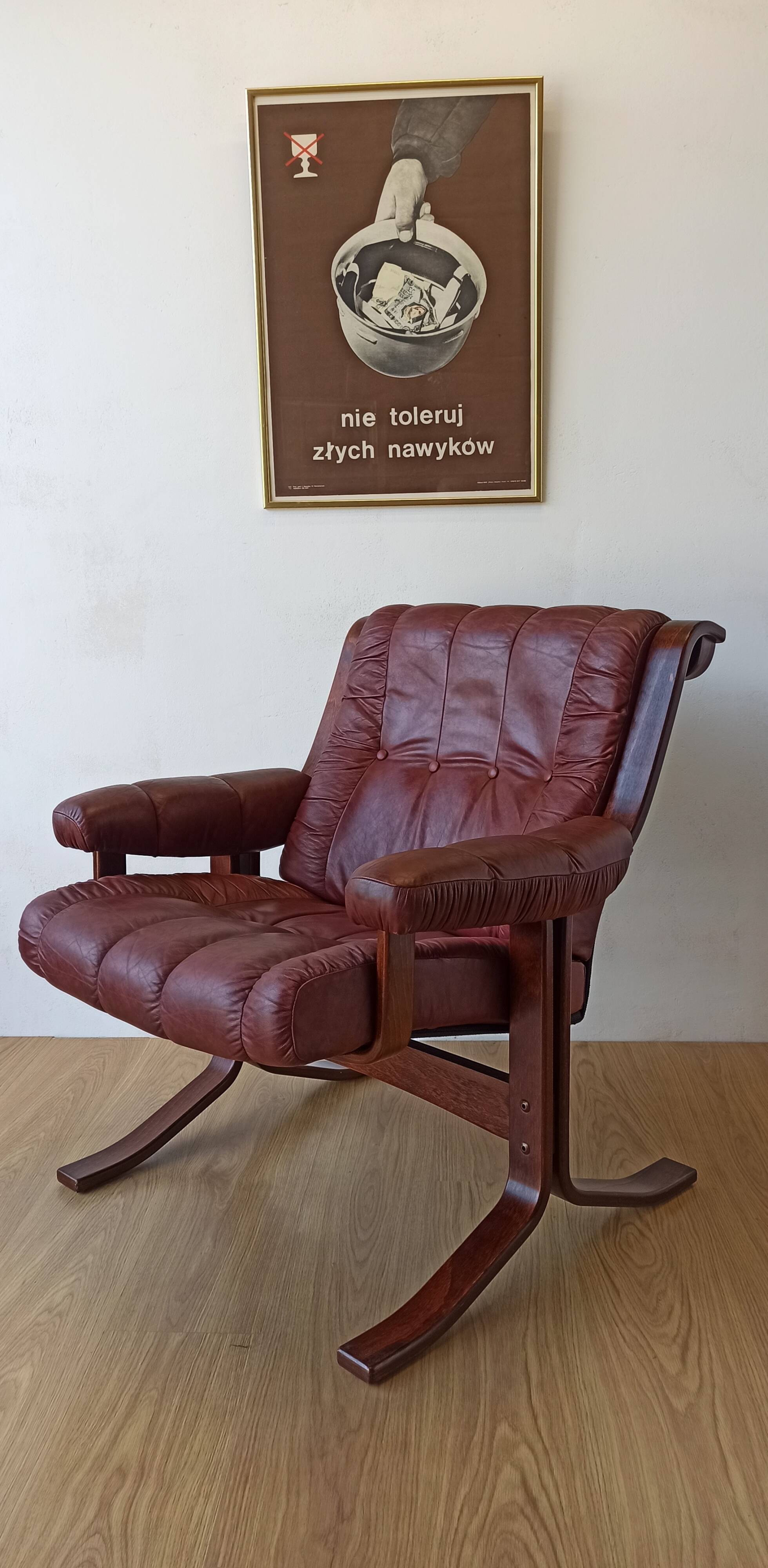 Scandinavian Mid-Century Modern Leather Easy Chairs by Ekornes 1970s.