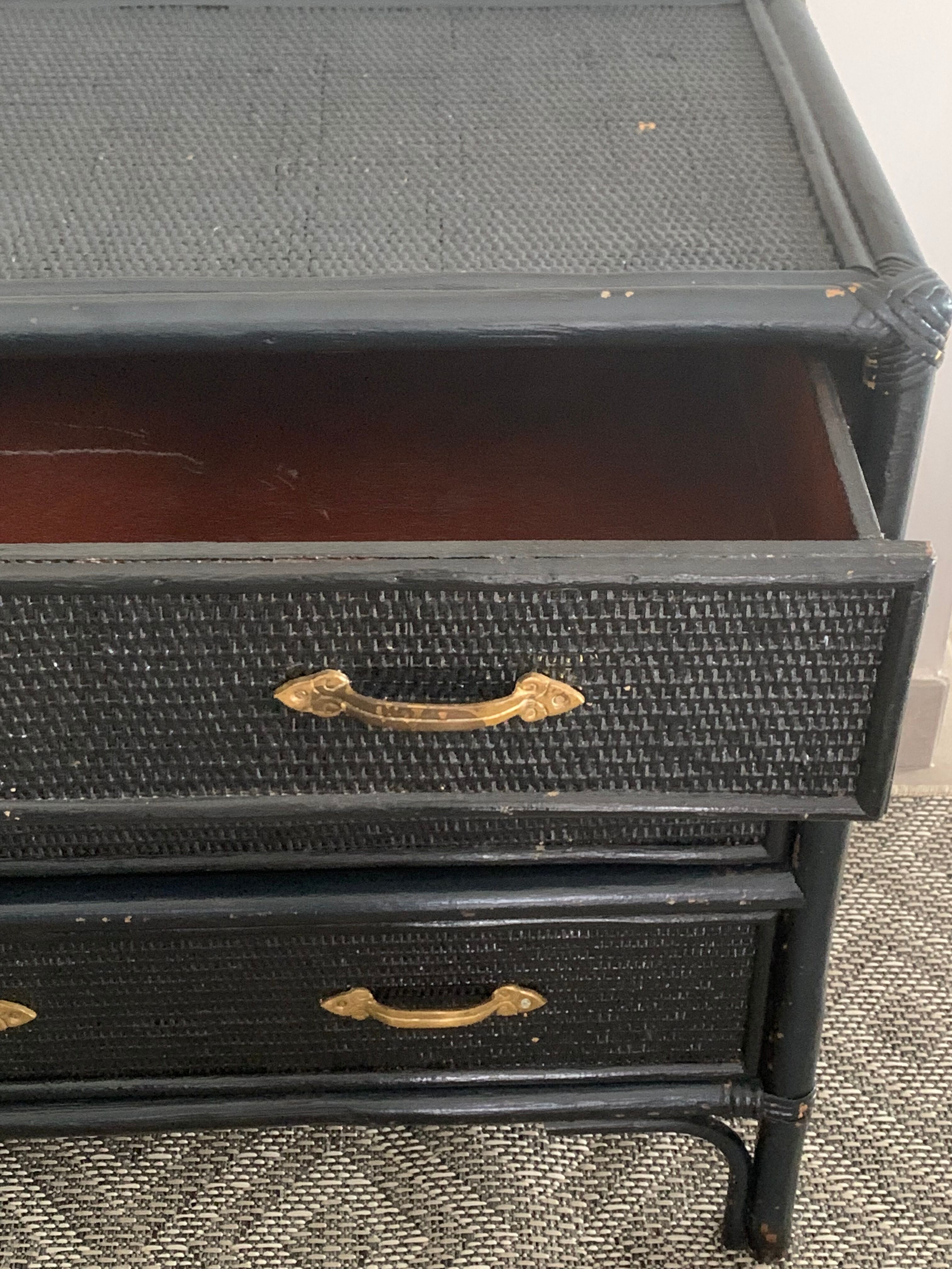 Vintage rattan chest of drawers