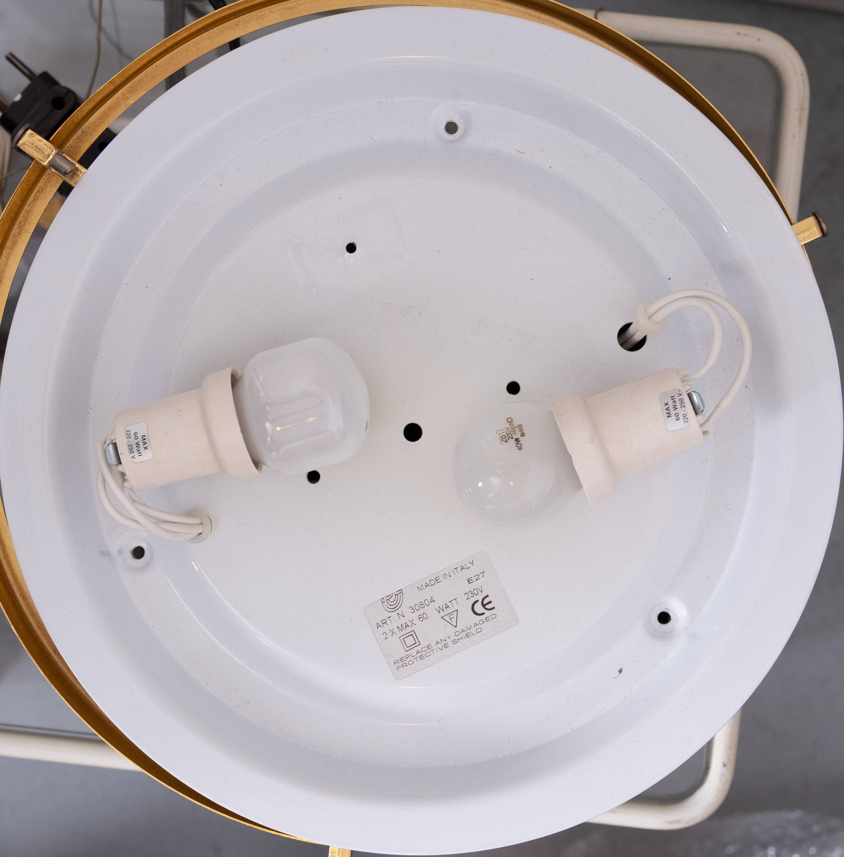 Italian Brass Flush Mount ceiling lamp 1970s