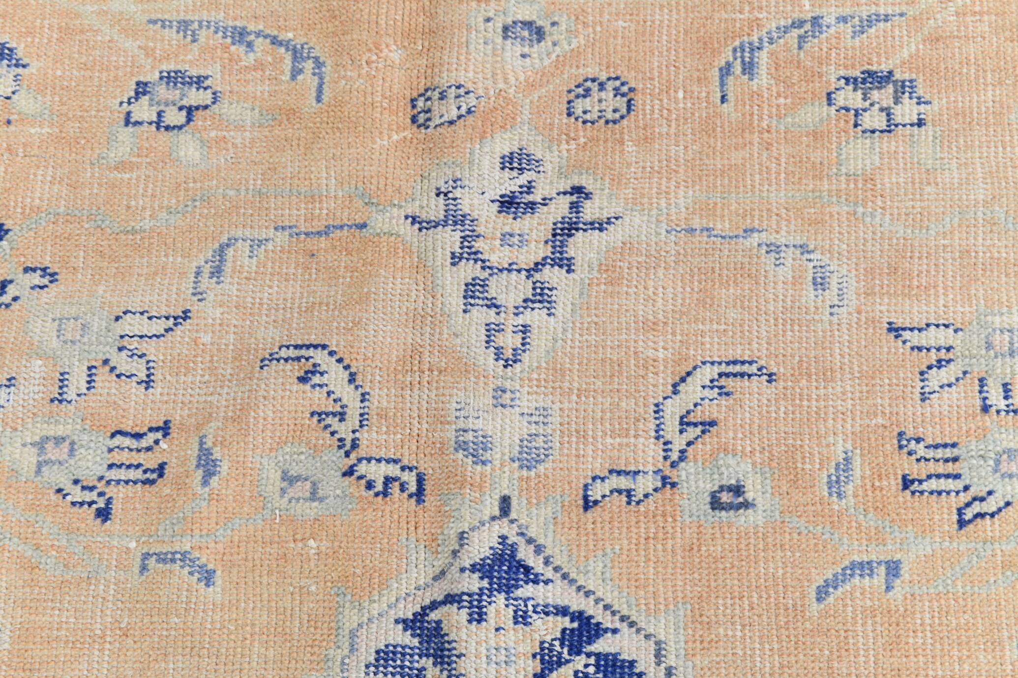 10x13 Blue & Light Orange Classic Antique Vintage Rug, 291x406Cm