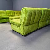 Vintage green velvet modular sofa set, 1970s