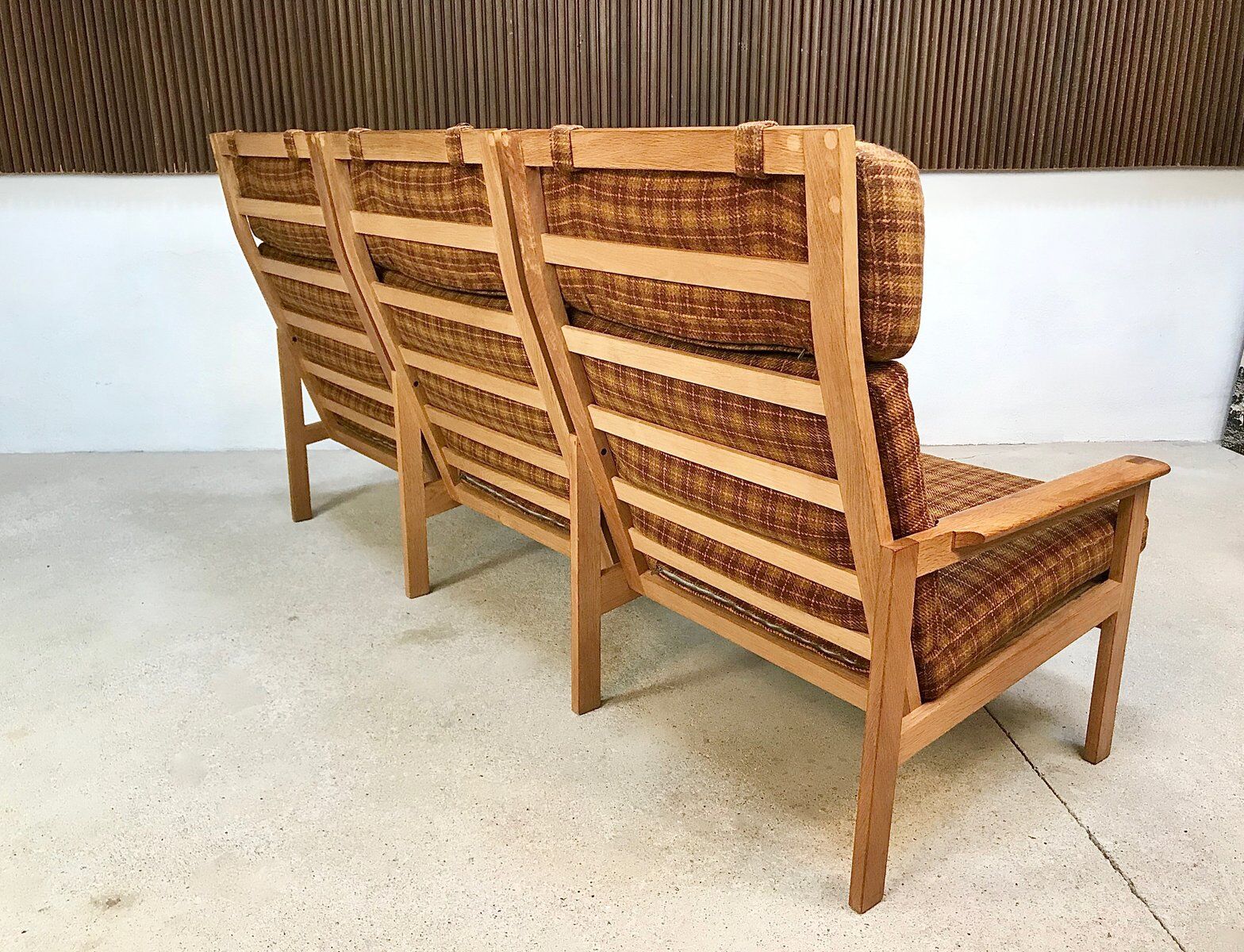 3-seater highback Capella sofa in oak by Illum Wikkelsø, Denmark 1960s