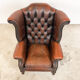 Vintage rustic dark brown leather chesterfield wingback armchair wassenaar