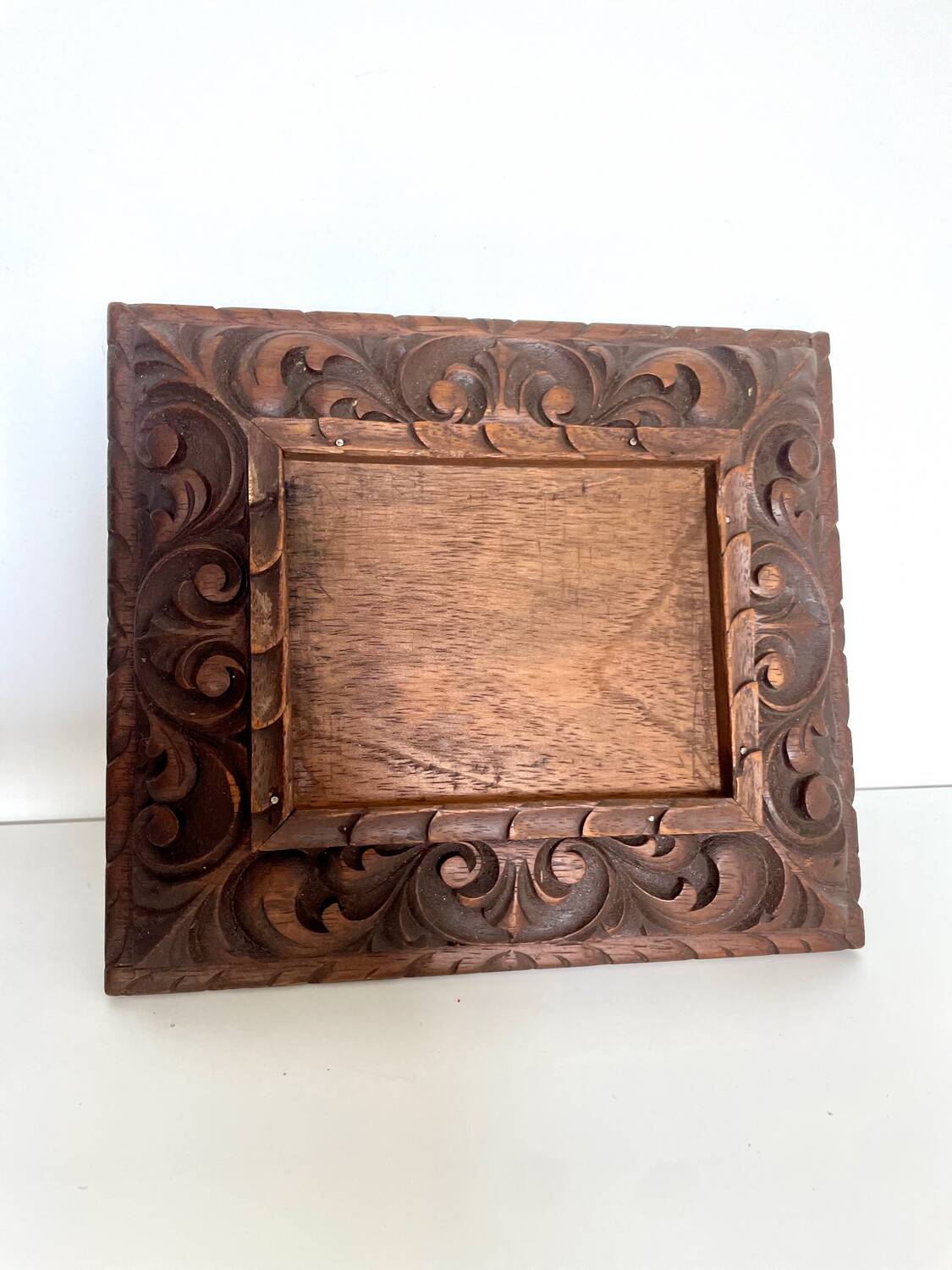 Antique handcarved frame Cedarwood 21.5 cm x 19 cm