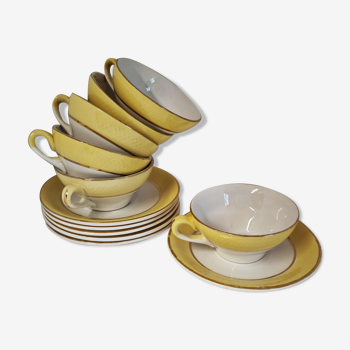 Coffee set 6 cups and yellow waffle cups