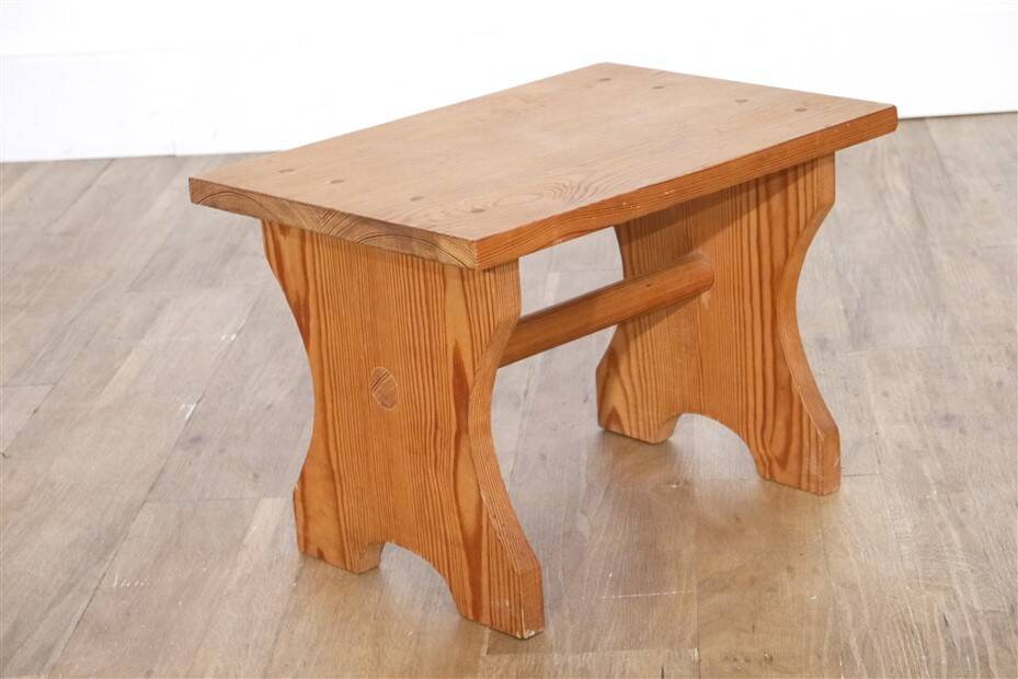 Vintage Scandinavian pine stool 1970s