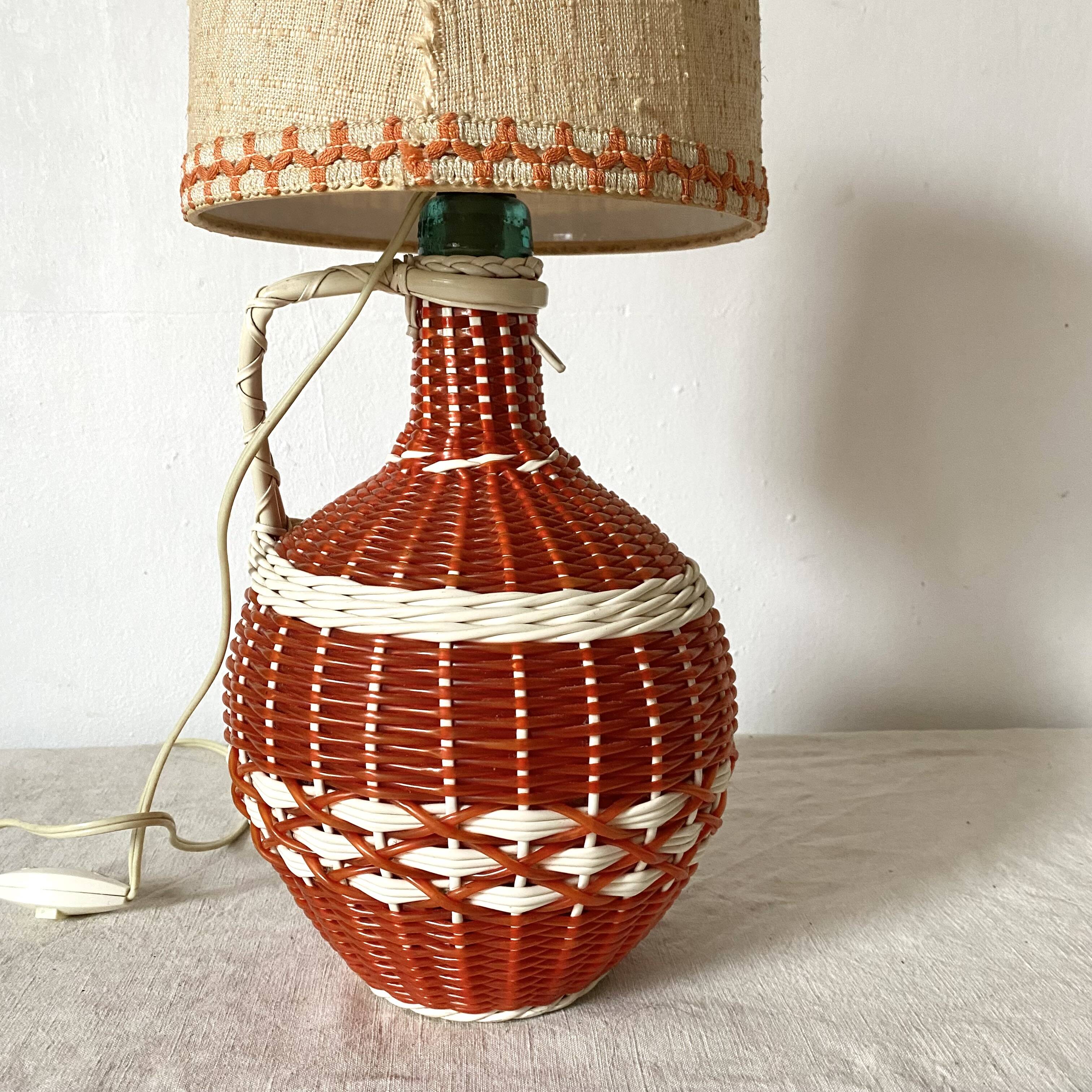 Vintage scoubidou bottle lamp, 1960s