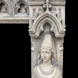 Neo-Gothic stone fireplace