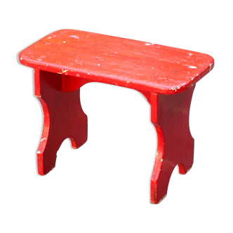 Banc rouge en bois, années 50