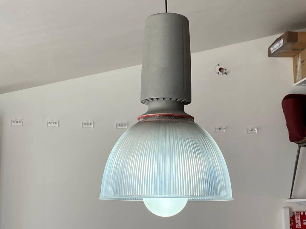 Industrial suspension aluminium body methacrylate diffuser vintage 70s