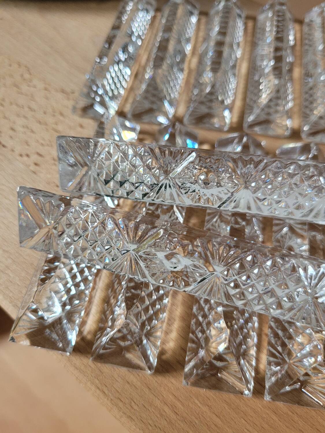 Set of 11 crystal knife holders