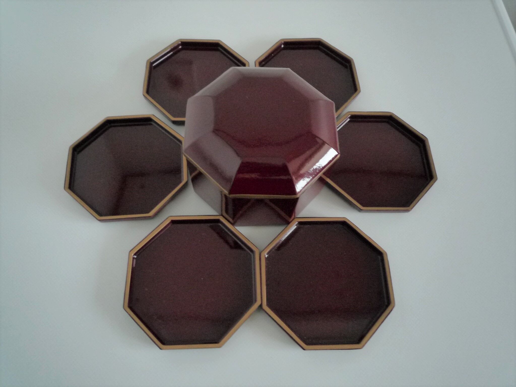 Box of 6 coasters lancel 80's