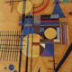 Large wool rug in Kandinsky design from the 80s.