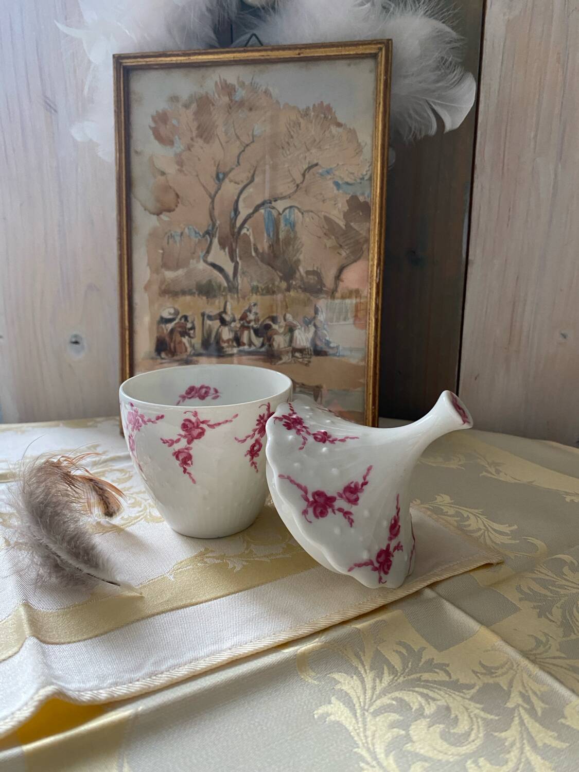 Limoges porcelain cup with lid