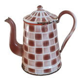 Enamelled coffee maker 20s, brown checkerboards