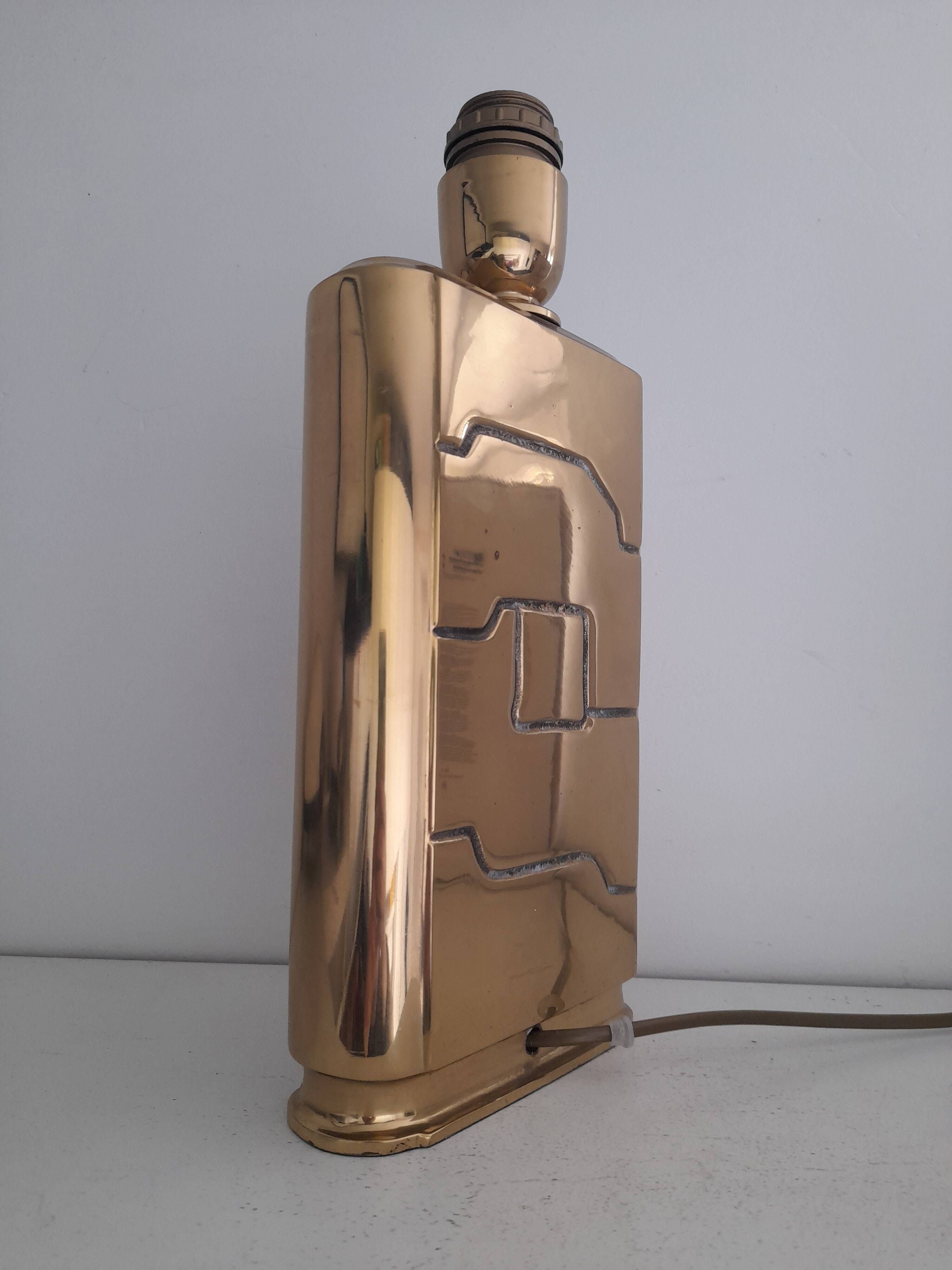 Brutalist brass lamp base Regina made in Italy.