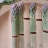 Set of 2 asparagus plates in barbotine, Longchamp earthenware, ironstone