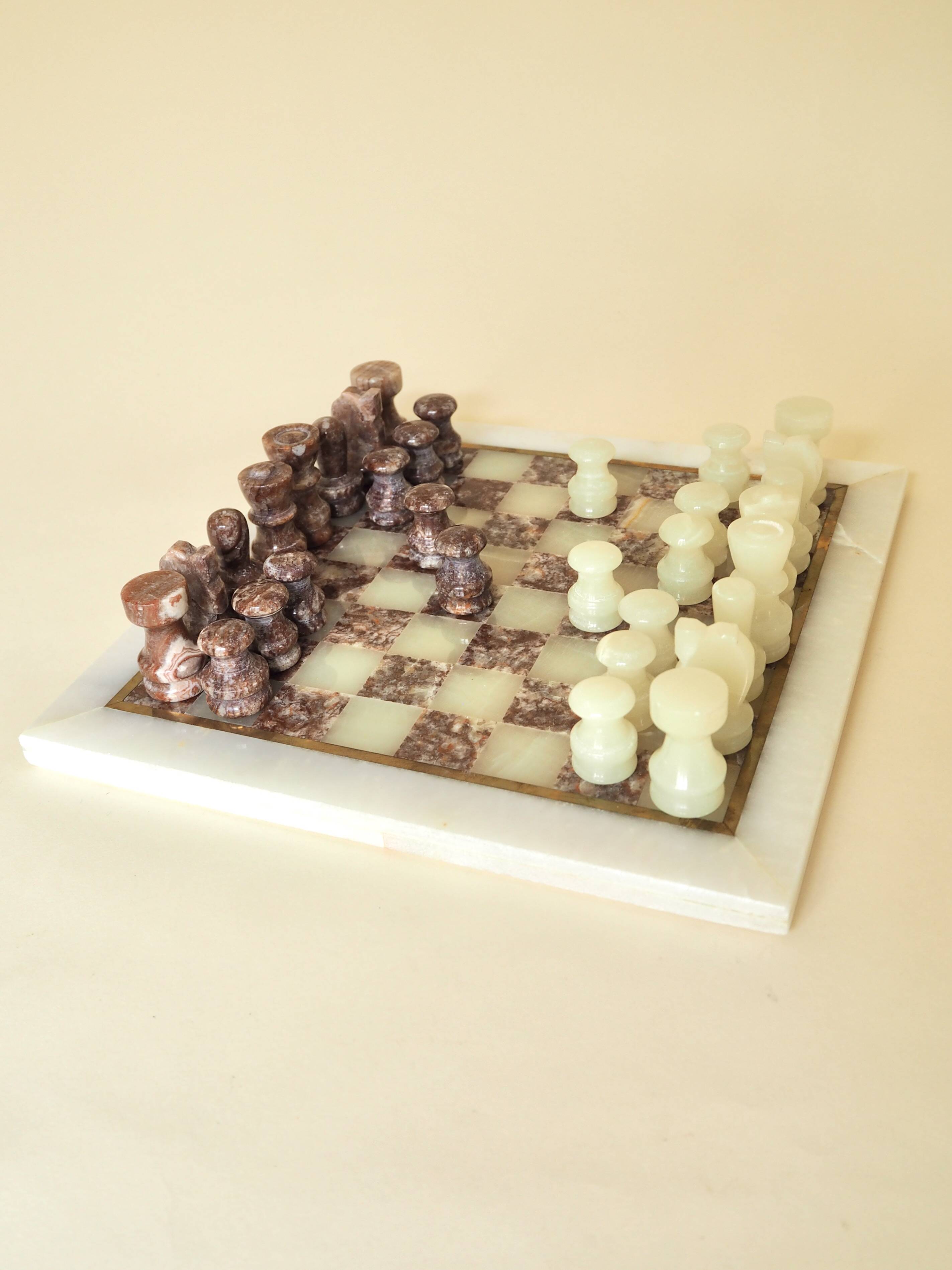 Onyx and marble chess set