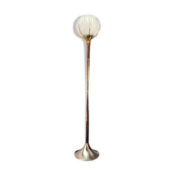 Brass and glass floor lamp by Angelo Brotto for Esperia Italia Anni '60