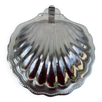 Silver-plated metal shell butter dish