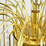 A pair of Mid Century 70's waterfall chandeliers. Murano glass amber drops. Paolo Venini style.