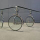 Glass coffee table with wheels, 1980s