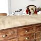Ancien panneau bois lettrage peint vintage