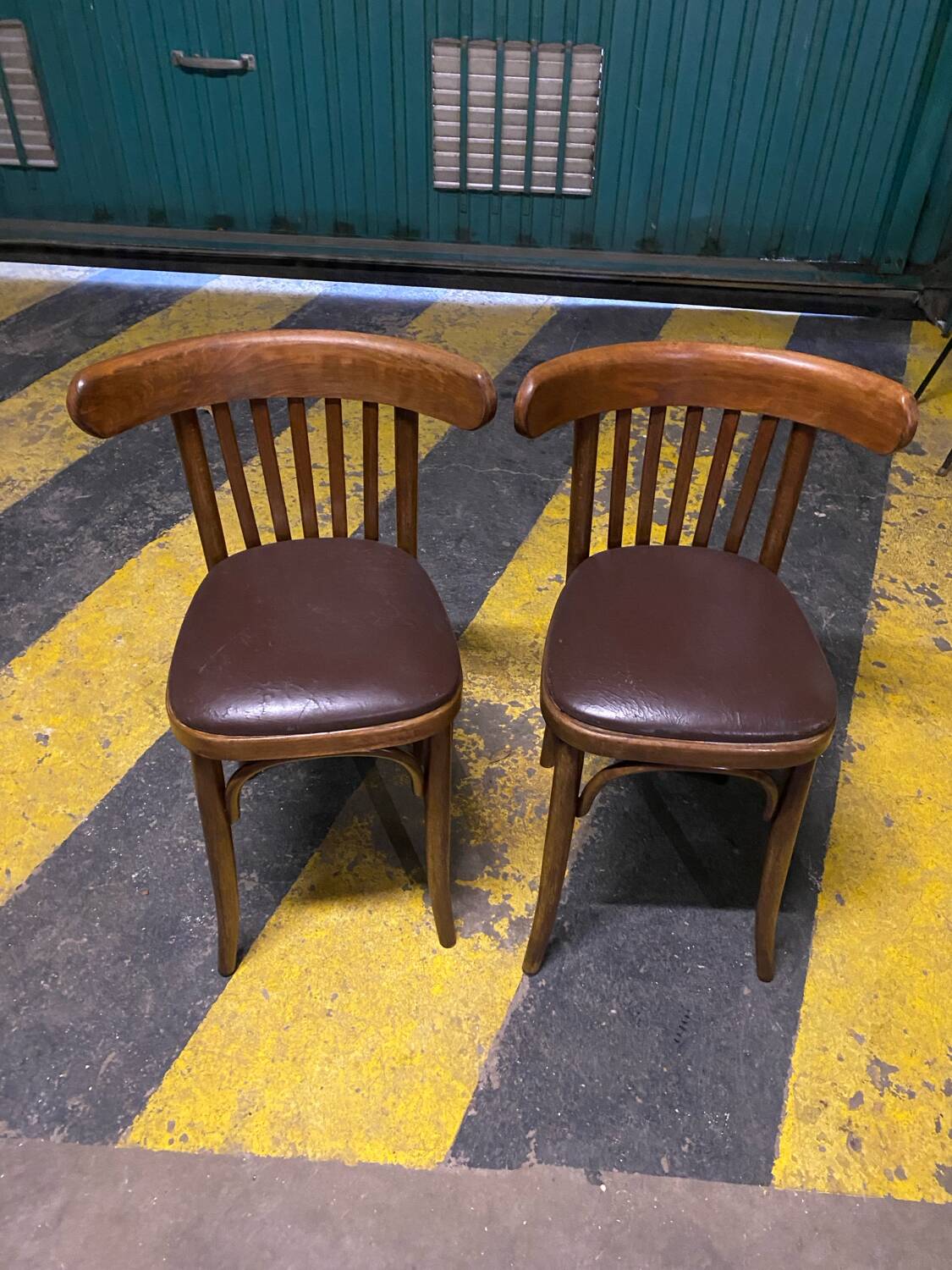 Baumann-style faux leather bistro chairs